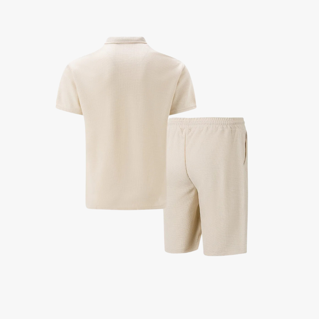 IBIZA Co-Ord Set – Zip Neck Polo & Soft Knit Shorts
